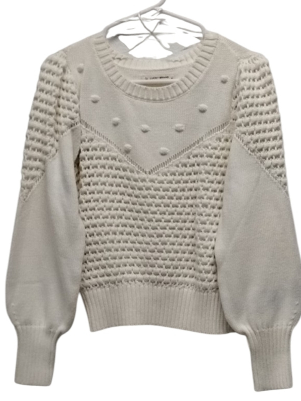 Lucky Brand White Textured Bobble Knit Sweater
